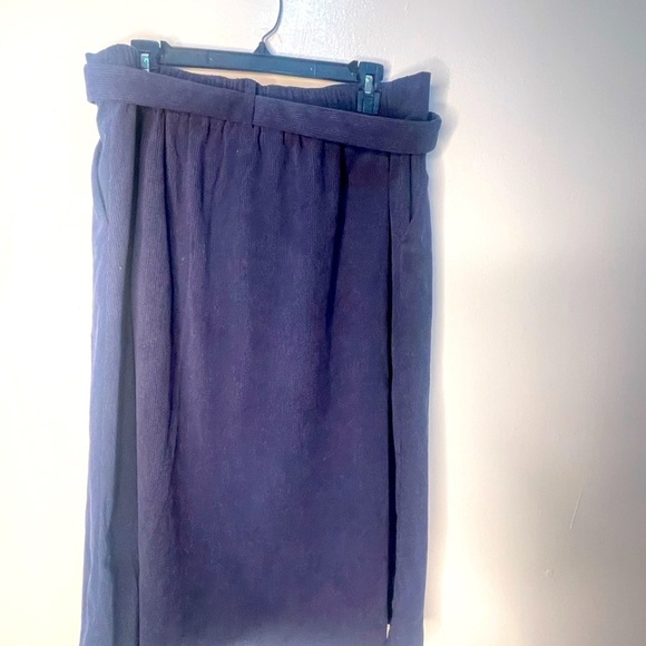 Allegra‎ K High Waist Button Front Belted Corduroy A-Line Midi Skirt - Picture 6 of 7